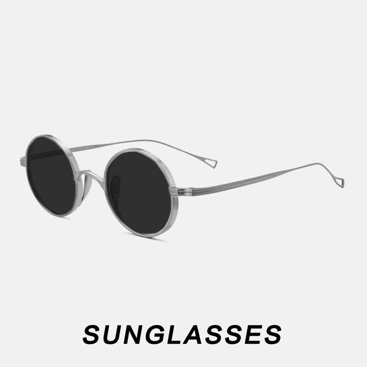 Gatenac Unisex Full Rim Round Titanium Frame Eyeglasses Gxyj02 Full Rim Gatenac Silver Sunglasses  