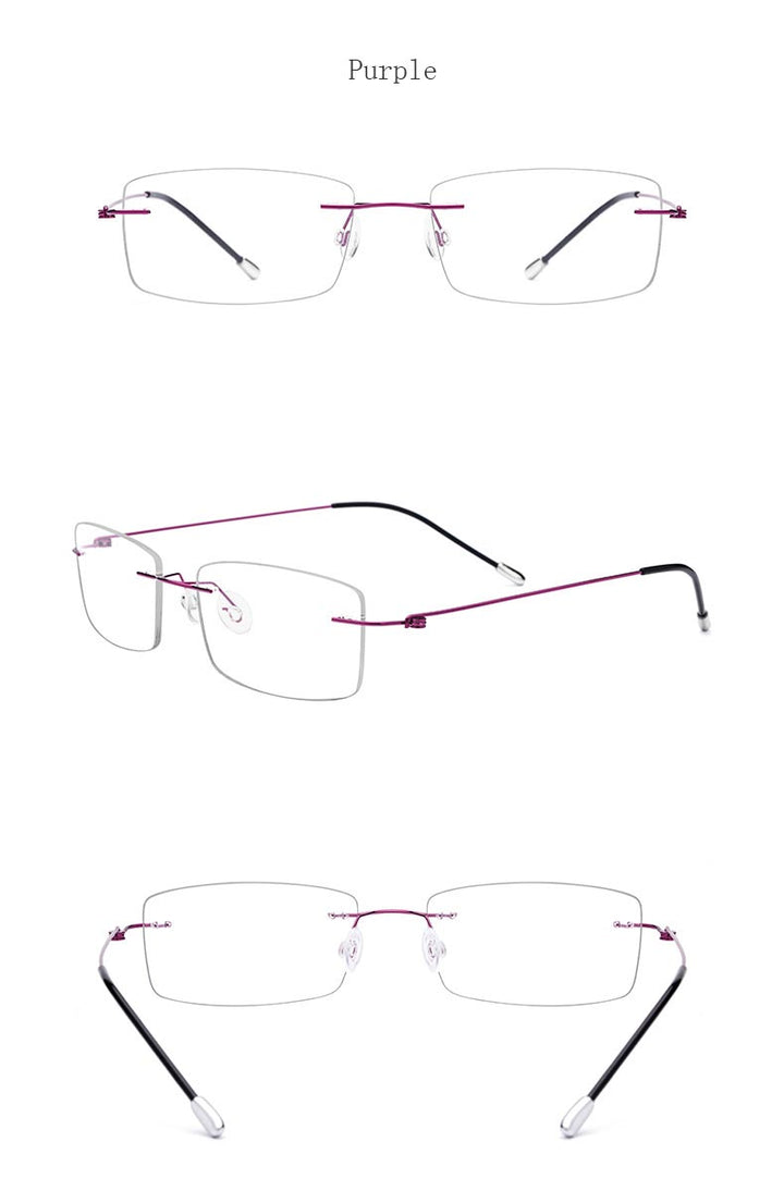 Hdcrafter Women's Rimless Rectangle Titanium Frame Eyeglasses P8361 Rimless Hdcrafter Eyeglasses   