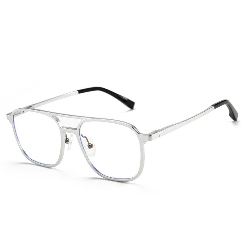 Hotochki Men's Full Rim Square Alloy Frame Eyeglasses 6113 Full Rim Hotochki Silver  