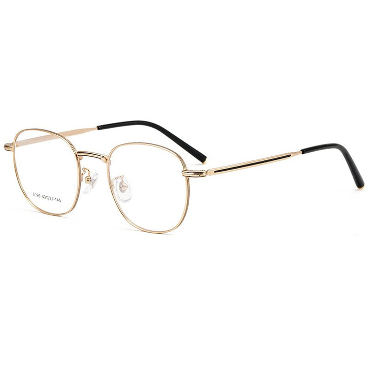 KatKani Unisex Full Rim Alloy Round Frame Eyeglasses 6090 Full Rim KatKani Eyeglasses Black Gold  