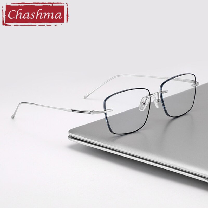 Unisex Diamond Cut Rimless Titanium Frame Eyeglasses 9063 Rimless Chashma   
