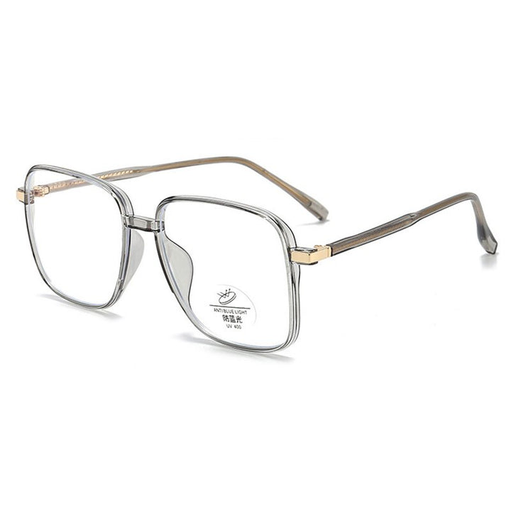 Hotony Unisex Full Rim Square TR 90 Resin Frame Eyeglasses 8877 Full Rim Hotony Transparent Gray-C4  
