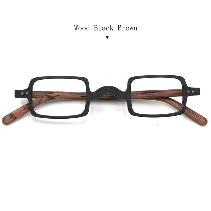 Hdcrafter Unisex Full Rim Square Acetate Wood Frame Eyeglasses Ft6016 Full Rim Hdcrafter Eyeglasses Wood Black Brown  