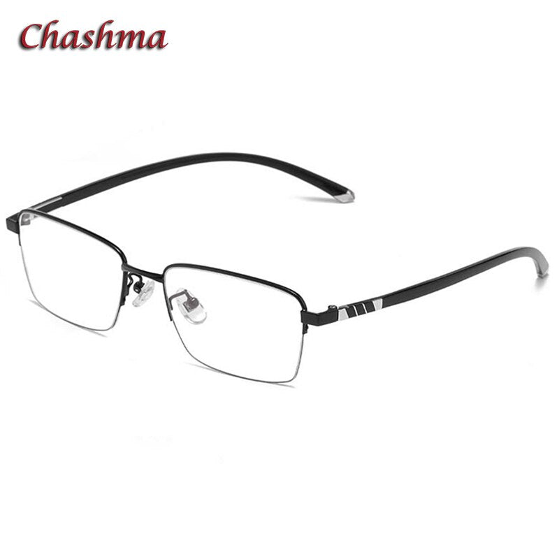 Chashma Ochki Unisex Full Rim Square Titanium Alloy Eyeglasses 959 Full Rim Chashma Ochki Black  