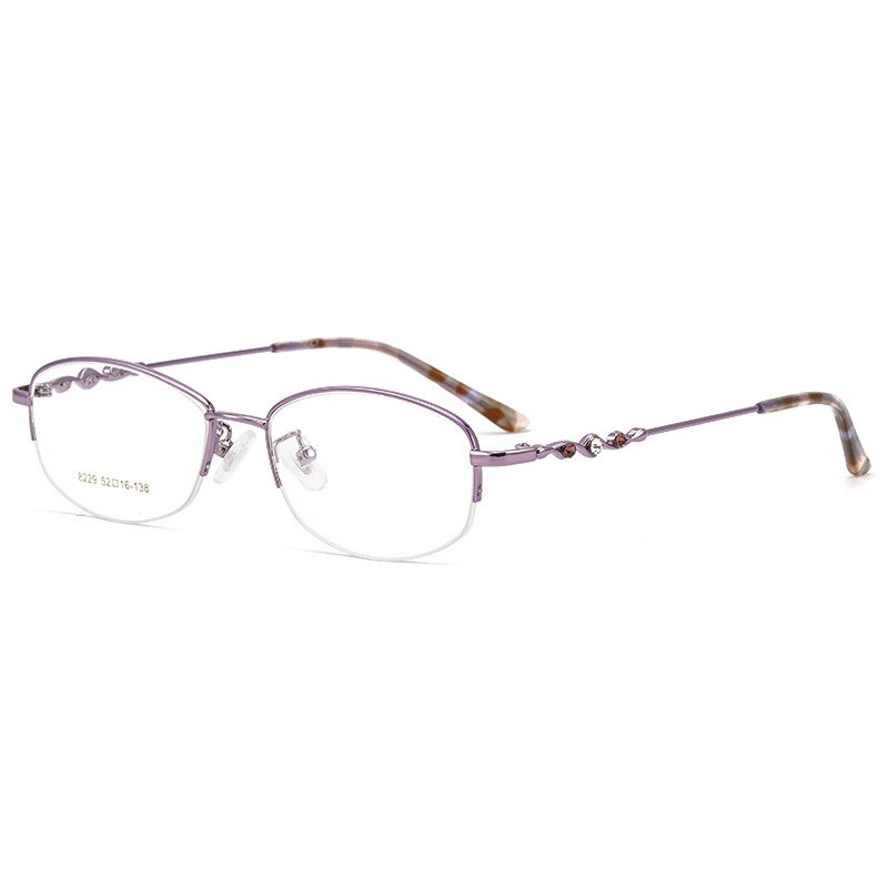 KatKani Women's Semi Rim Faux Diamond Studded Alloy Frame Eyeglasses 018229 Semi Rim KatKani Eyeglasses   