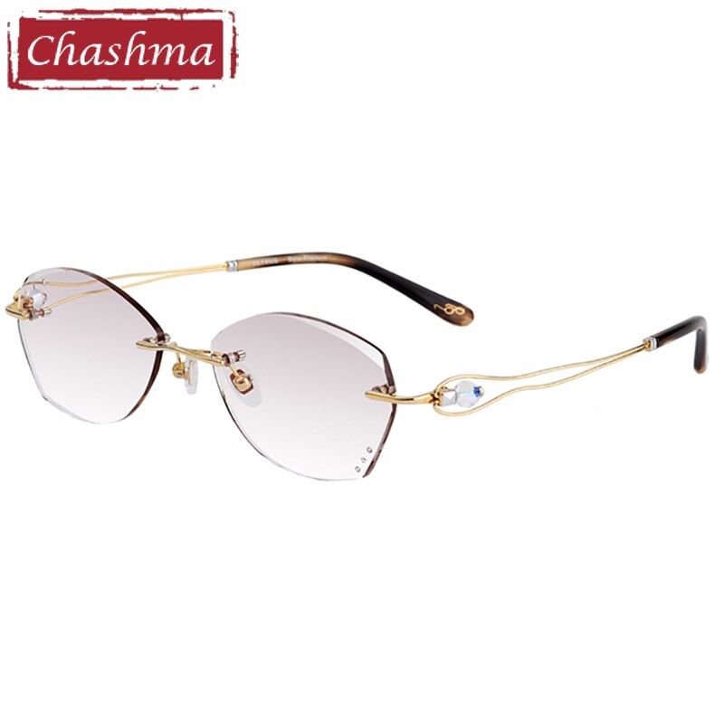 Chashma Ottica Women's Rimless Oval Square Titanium Eyeglasses Tinted Lenses 1337 Rimless Chashma Ottica Default Title  