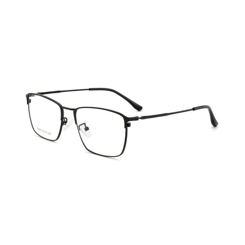 Hotochki Men's Full Rim Square Horned Acetate Alloy Eyeglasses 5059 Full Rim Hotochki Black  