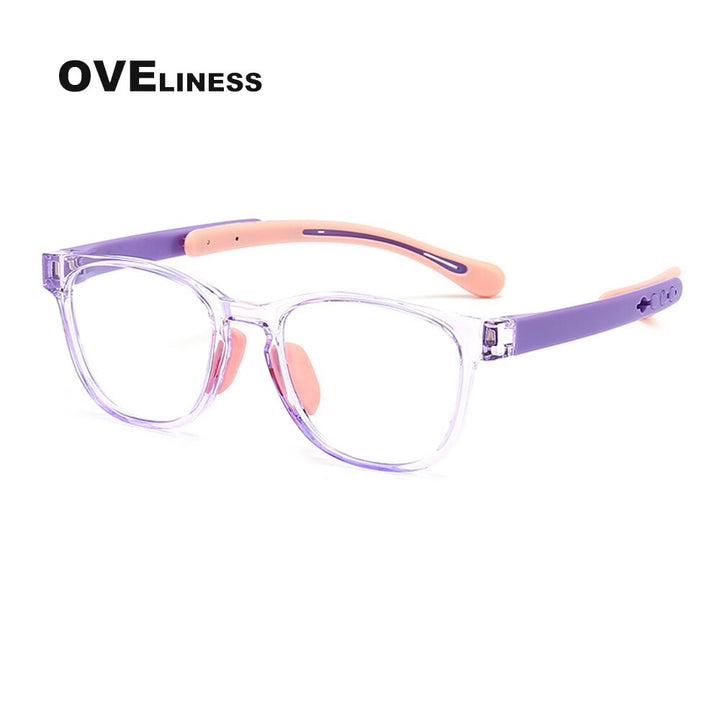 Oveliness Unisex Children's Full Rim Square Tr 90 Titanium Eyeglasses Oltrj06p Full Rim Oveliness purple  