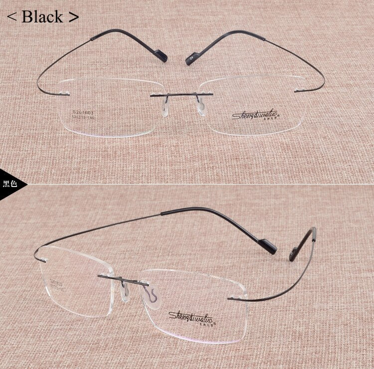 Unisex Alloy Rimless Frame Eyeglasses Customizable Lenses Zt201603 Rimless Bclear black  