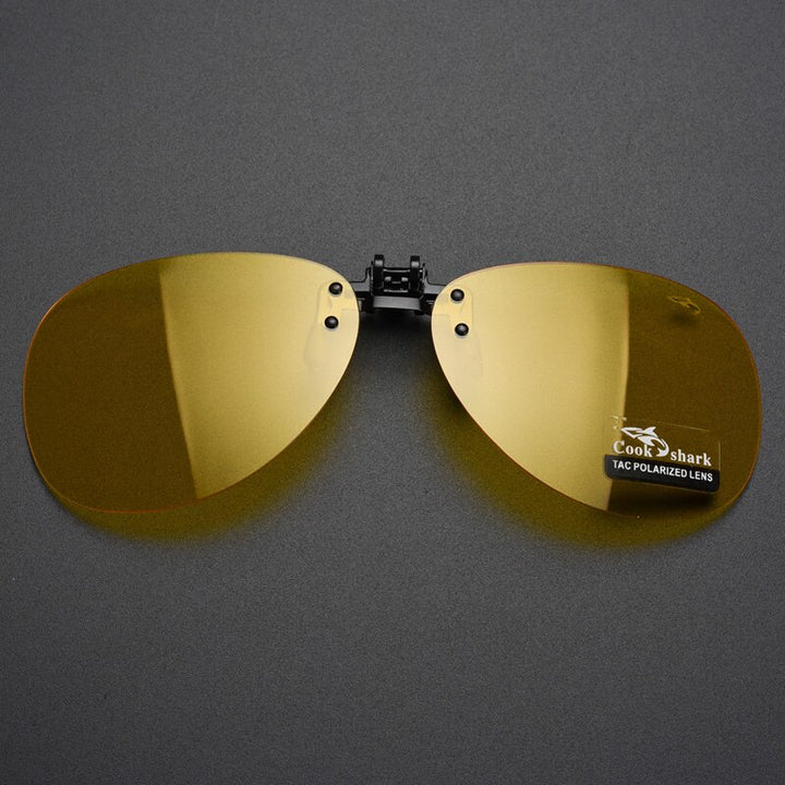Cook Shark Polarized Men's Sunglasses Clip Driving Glasses Clip Driving Uv Sunglasses Cook Shark Yellow China Black