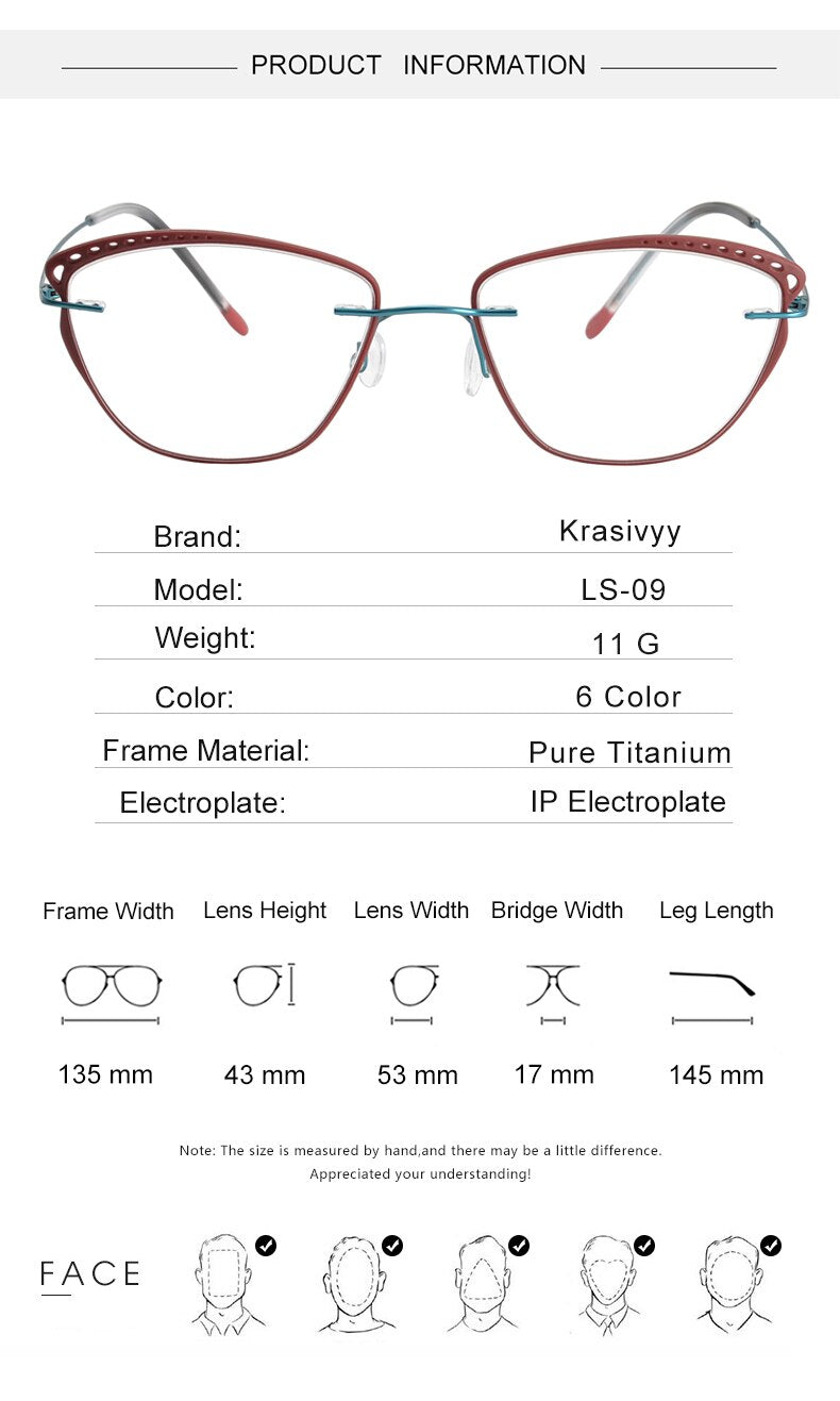 Krasivyy Women's Full Rim Oval Cat Eye Acetate Titanium Eyeglasses Ls09 Full Rim Krasivyy   