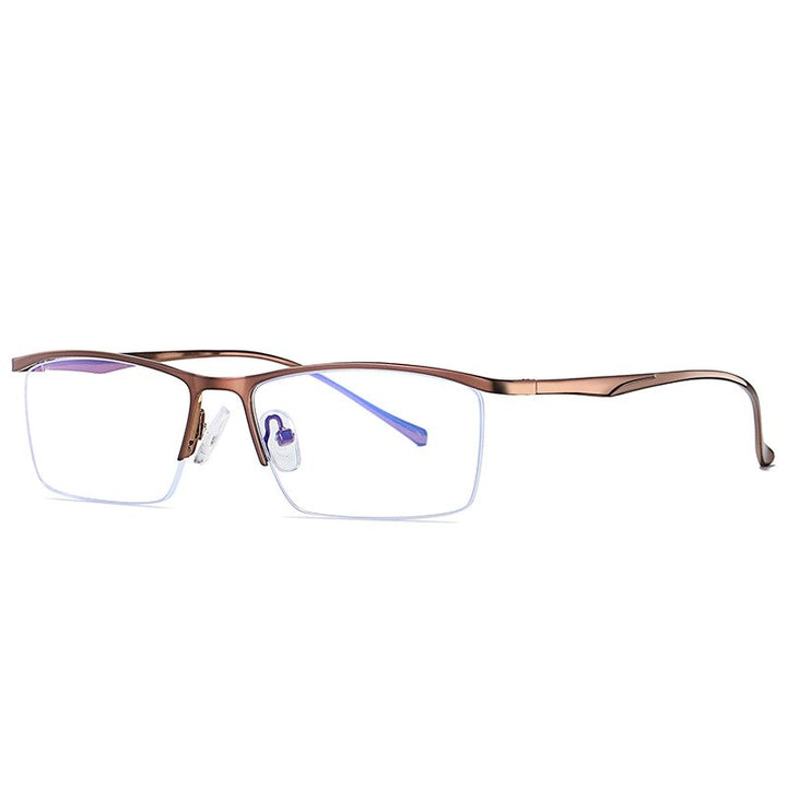Yimaruili Men's Semi Rim Alloy Frame Eyeglasses 5910 Semi Rim Yimaruili Eyeglasses Brown China 