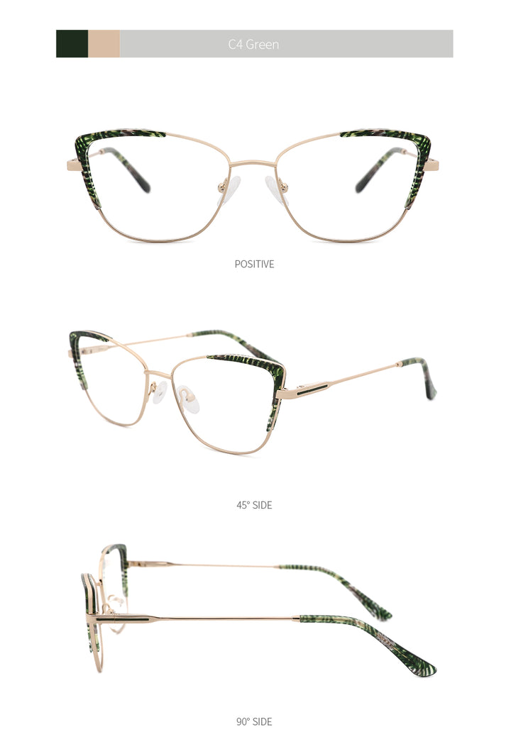Kansept Women's Full Rim Cat Eye Stainless Steel Frame Eyeglasses Ms8124 Full Rim Kansept   