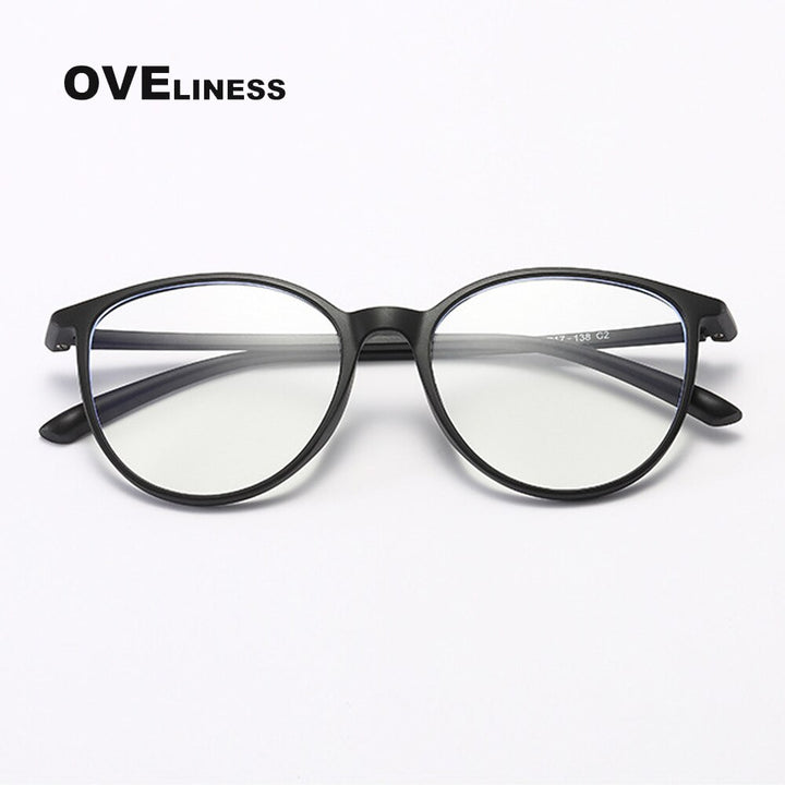 Oveliness Unisex Full Rim Round Square Tr 90 Titanium Eyeglasses 8075 Full Rim Oveliness matt black  