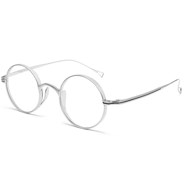 Yimaruili Unisex Full Wide Rim Titanium Frame Eyeglasses 9818CK Frame Yimaruili Eyeglasses Silver  