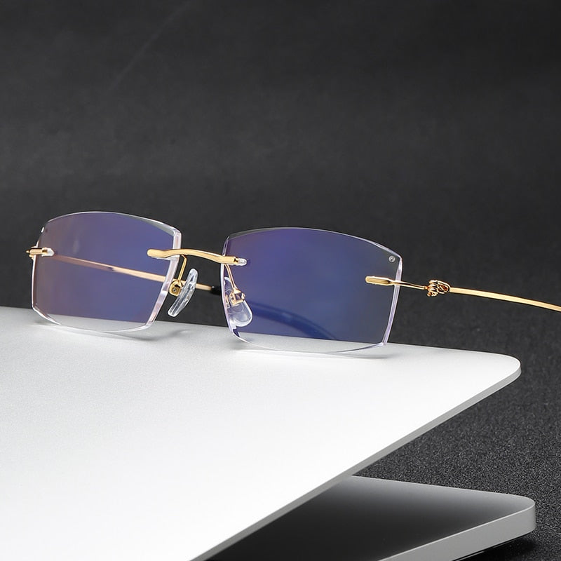 Zirosat 8581 Unisex Rimless Titanium Reading Glasses Anti Blue Lenses +1.0 to +4.0 Reading Glasses Zirosat   