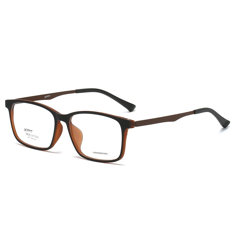 Reven Jate Unisex Eyeglasses 9829 Ultralight Pure Titanium Square Big Frame Frame Reven Jate brown  