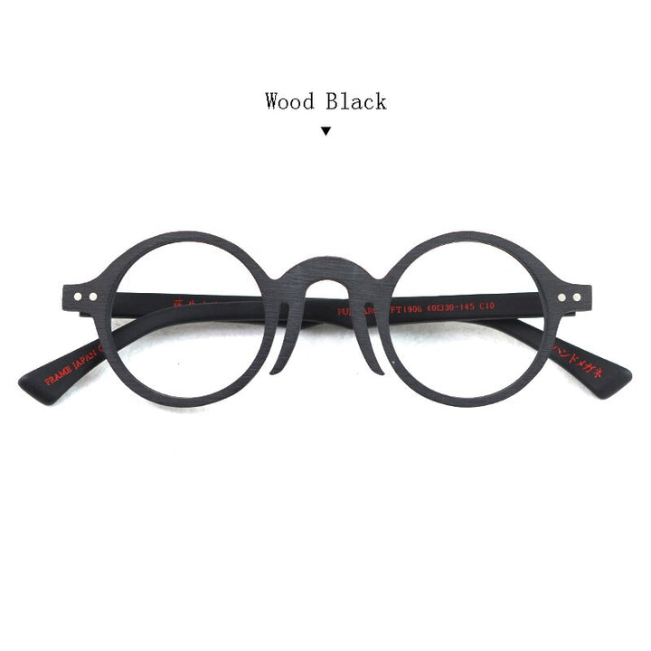 Hdcrafter Unisex Full Rim Round Acetate Wood Frame Eyeglasses Ft1906 Full Rim Hdcrafter Eyeglasses C10  