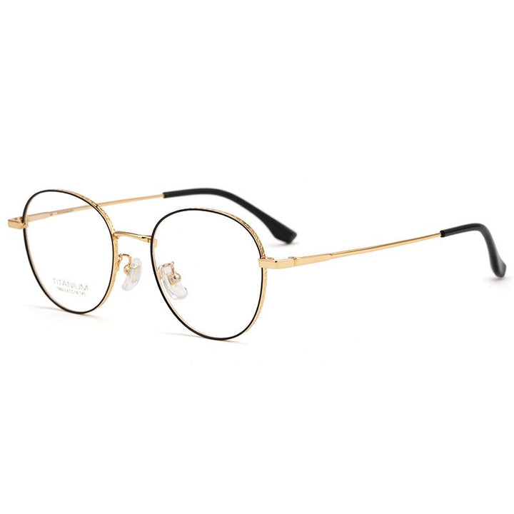 Aissuarvey Round Full Titanium Rim Frame Unisex Eyeglasses Full Rim Aissuarvey Eyeglasses Black gold  