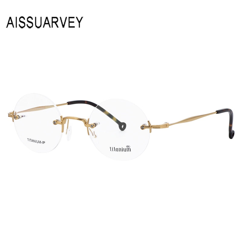 Aissuarvey Rimless Oval Titanium Frame Eyeglasses Unisex Rimless Aissuarvey Eyeglasses   