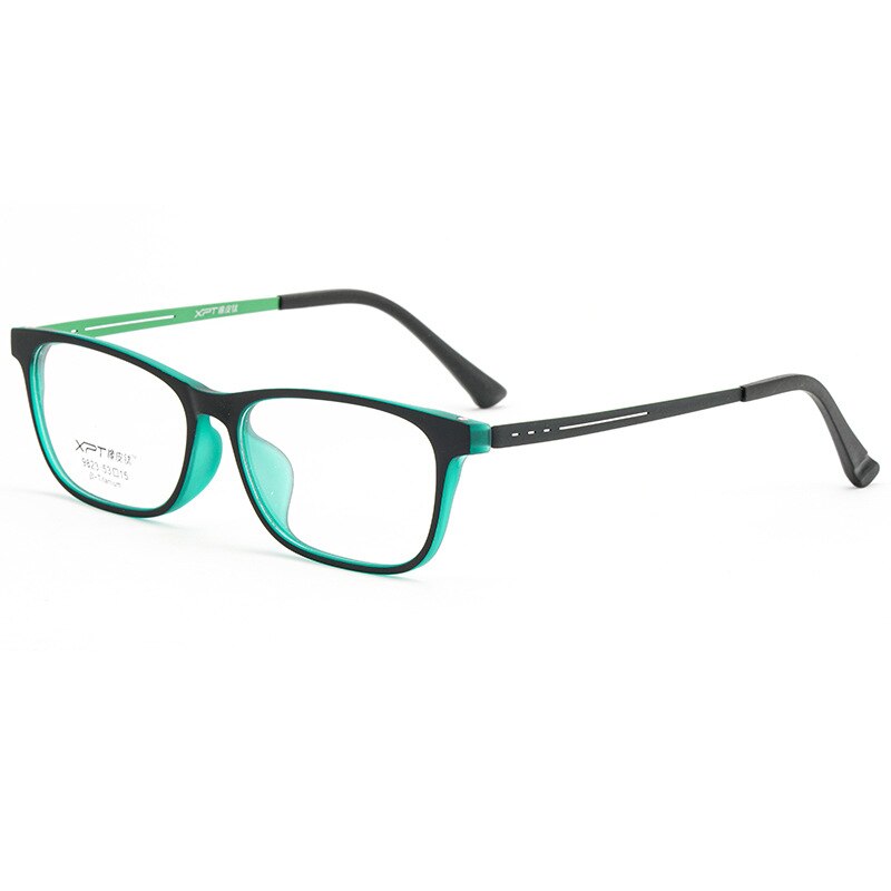 KatKani Unisex Full Rim TR 90 β Titanium Square Frame Eyeglasses K9823 Full Rim KatKani Eyeglasses Black Green  