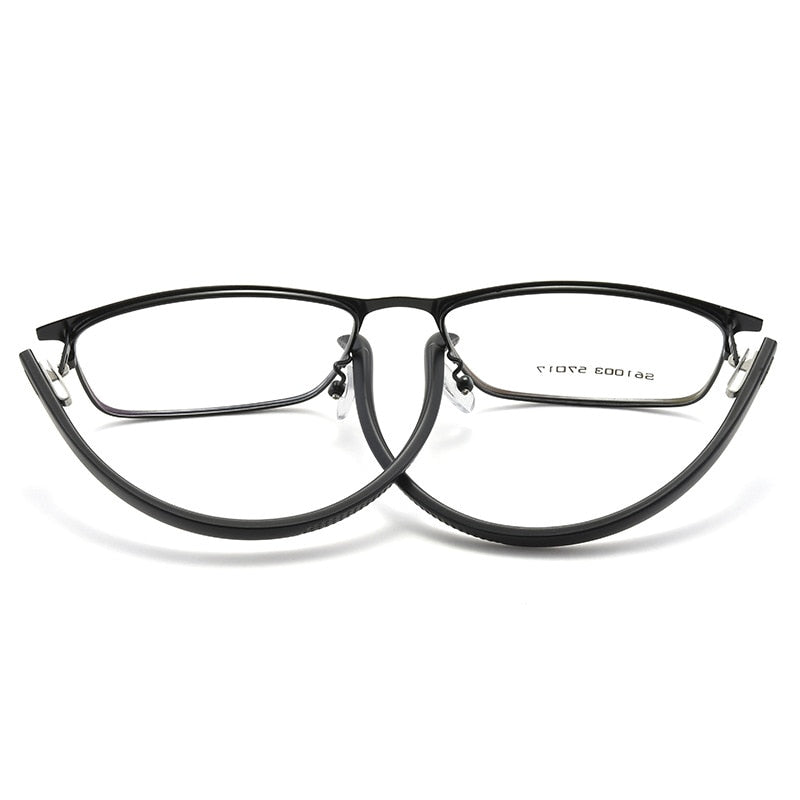 Men's Full Rim Alloy Frame TR90 Temples Spring Hinged Eyeglasses 61003 Full Rim Bclear   