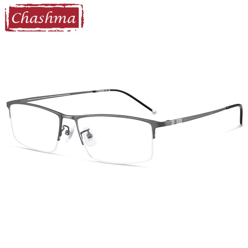 Chashma Ottica Men's Semi Rim Square Titanium Eyeglasses 990070 Semi Rim Chashma Ottica Gray  