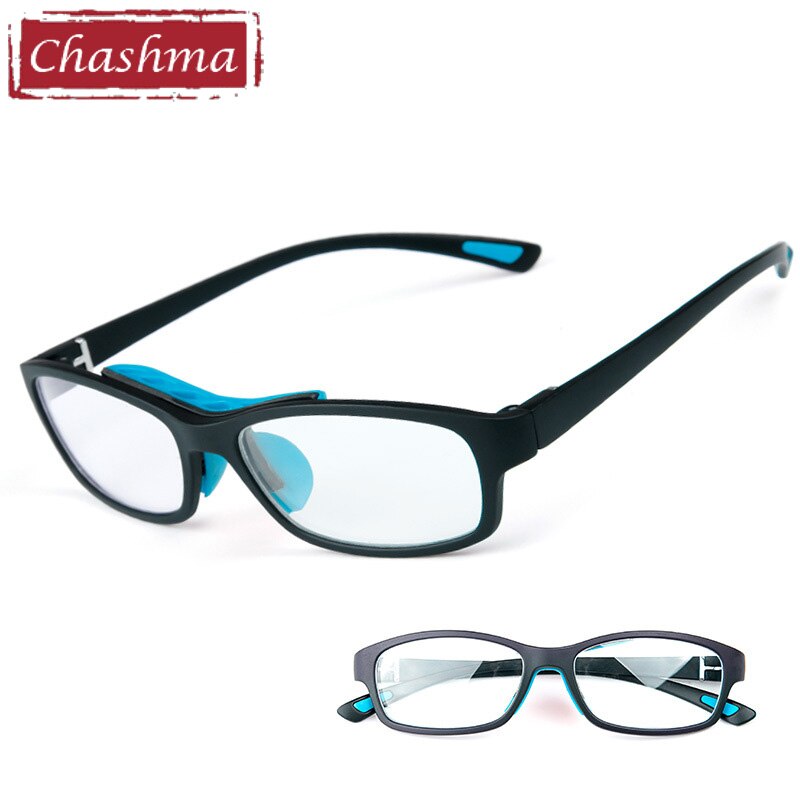Chashma Ottica Unisex Full Rim Square Tr 90 Titanim Sport Goggle Eyeglasses 010 Sport Eyewear Chashma Ottica Black Blue  