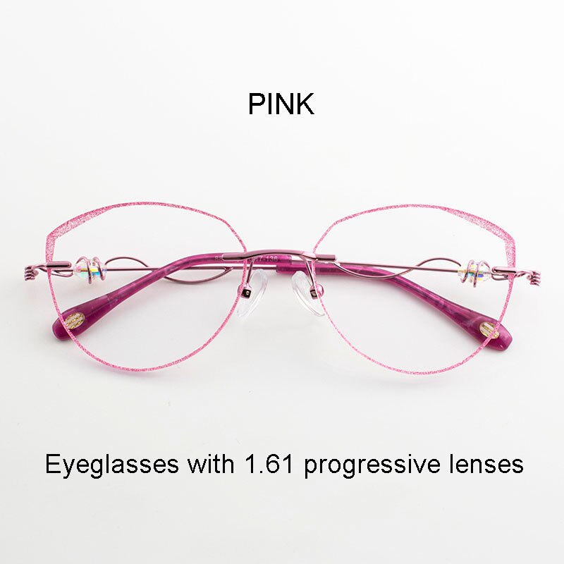 Aissuarvey  Round Rimless Frame Customizable Lens Women's Eyeglasses Rimless Aissuarvey Eyeglasses pink progressive  