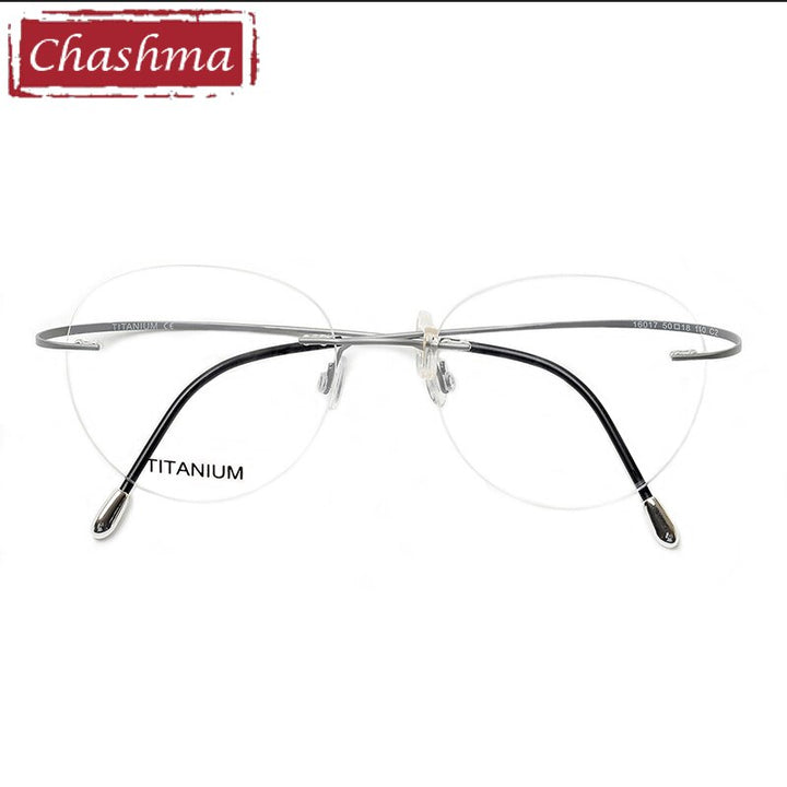 Unisex Round Titanium Frame Ultra Light Rimless Eyeglasses 16017 Rimless Chashma   