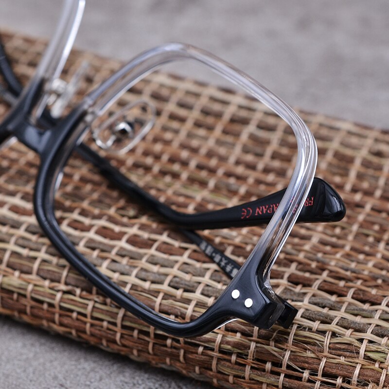 Hdcrafter Unisex Full Rim Square Wood Acetate Frame Eyeglasses 8990 Full Rim Hdcrafter Eyeglasses   