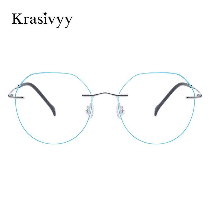 Krasivyy Women's Rimless Irregular Round Titanium Eyeglasses Ls08 Rimless Krasivyy   