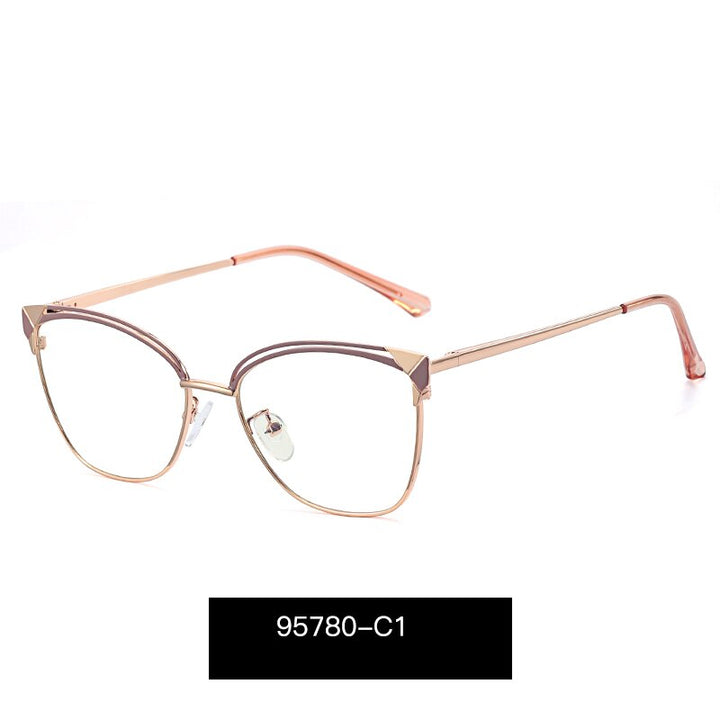 Hotony Women's Full Rim Square Alloy Frame Eyeglasses 95780 Full Rim Hotony C1  
