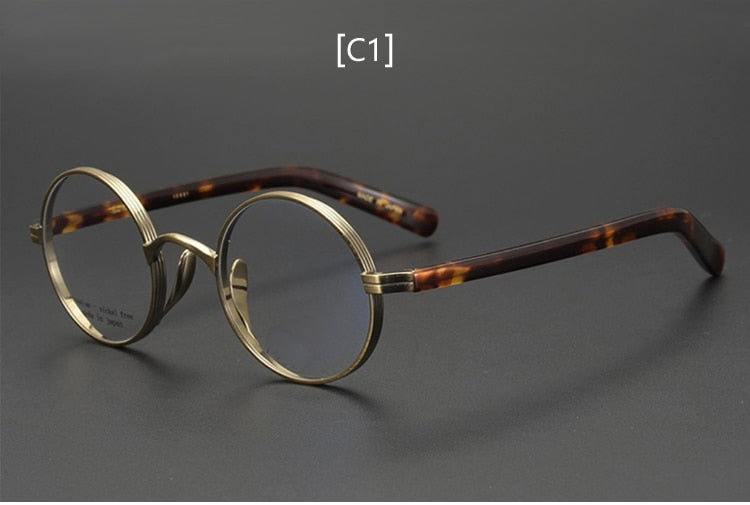 Unisex Thick Round Titanium Acetate Frame Eyeglasses Customizable Lenses Frame Yujo C1 China 
