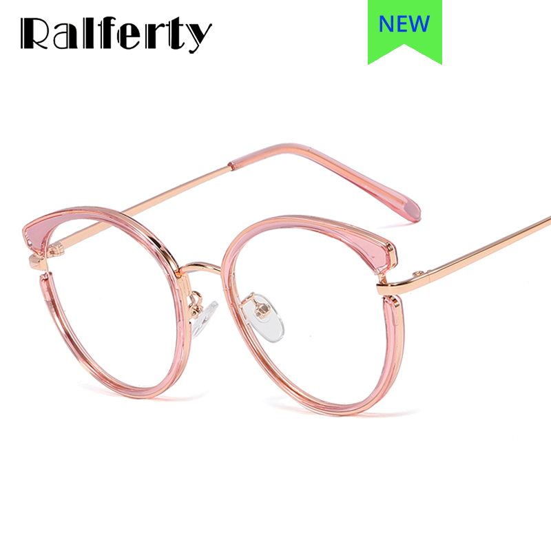 Ralferty Anti Blue Glasses Computer Pink Eyeglasses Frame Women Round Glasses Frame Anti Blue Ralferty   