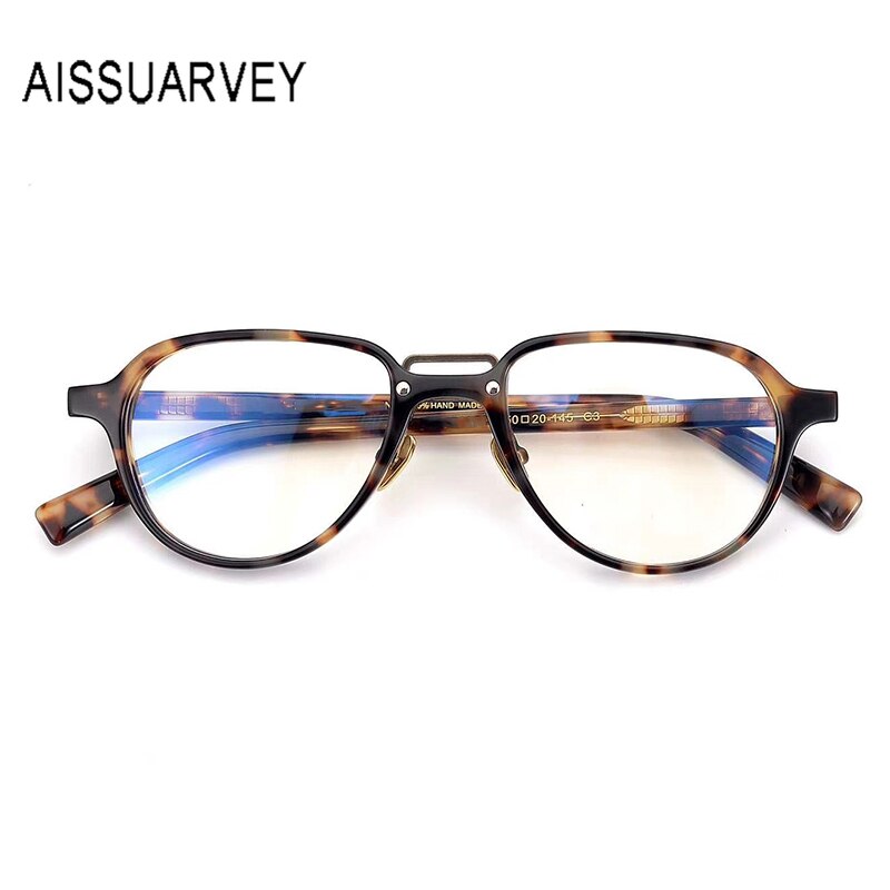 Aissuarvey Round Light Acetate Full Rim Double Bridge Frame Eyeglasses Full Rim Aissuarvey Eyeglasses   