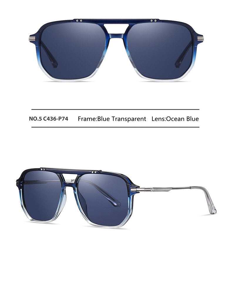 KatKani Men's Full Rim Double Bridge TR 90 Plated Alloy Frame Polarized Sunglasses Trzc802 Sunglasses KatKani Sunglasses   