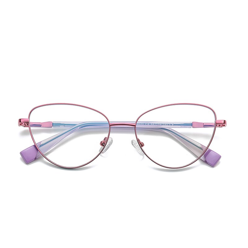 Gmei Women's Full Rim Alloy Cat Eye Frame Eyeglasses 3020 Full Rim Gmei Optical C4 Purple Blue  