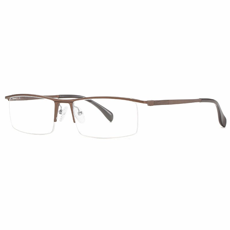 Hotochki Unisex Semi Rim Aluminum Magnesium Alloy Frame Eyeglasses 6297 Semi Rim Hotochki Auburn  