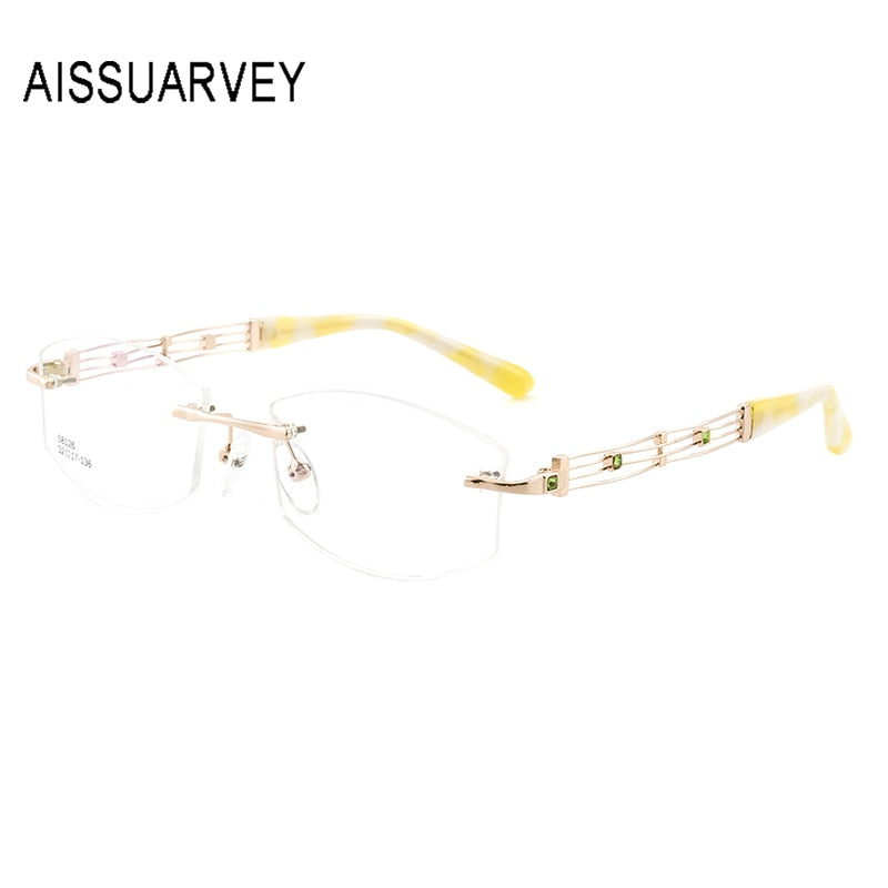 Aissuarvey Women's Rimless Alloy Frame Eyeglasses Rhinestones As58126 Rimless Aissuarvey Eyeglasses   