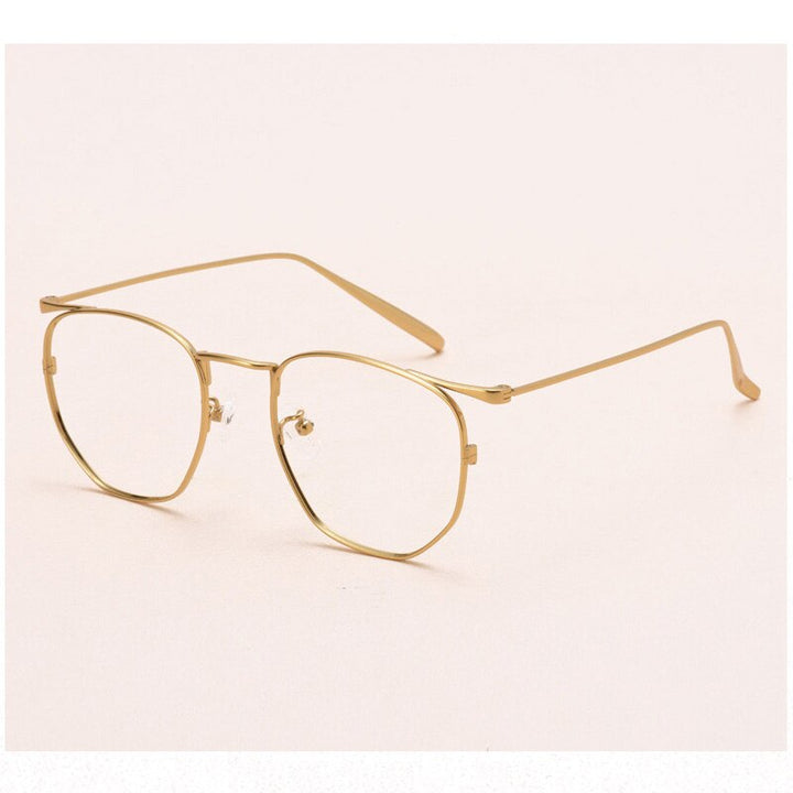 Muzz Men's Full Rim Round Polygon Titanium Frame Eyeglasses S10901 Full Rim Muzz Gold  