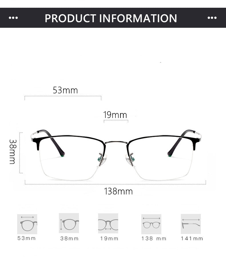 Yimaruili Unisex Semi Rim Titanium Frame Eyeglasses 8017JX Semi Rim Yimaruili Eyeglasses   