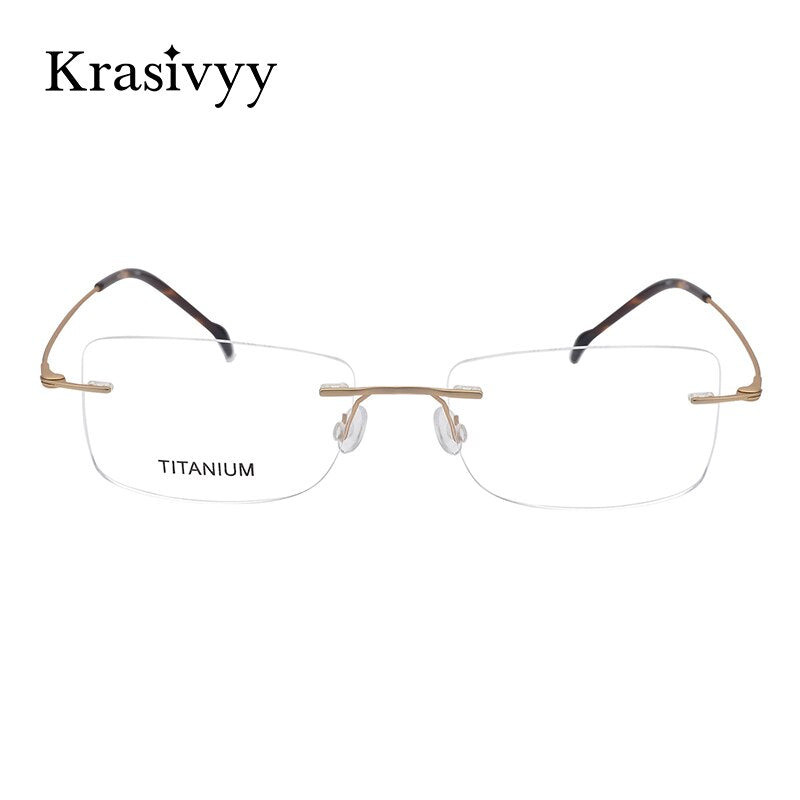 Krasivyy Men's Rimless Square Screwless Titanium Eyeglasses Kr16008 Rimless Krasivyy   