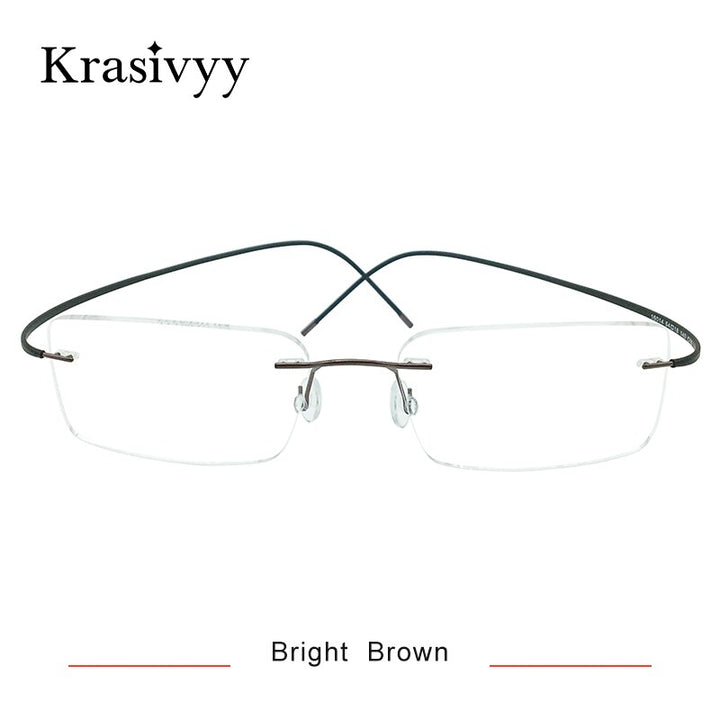 Krasivyy Unisex Rimless Square Titanium Eyeglasses Rimless Krasivyy Bright Brown  