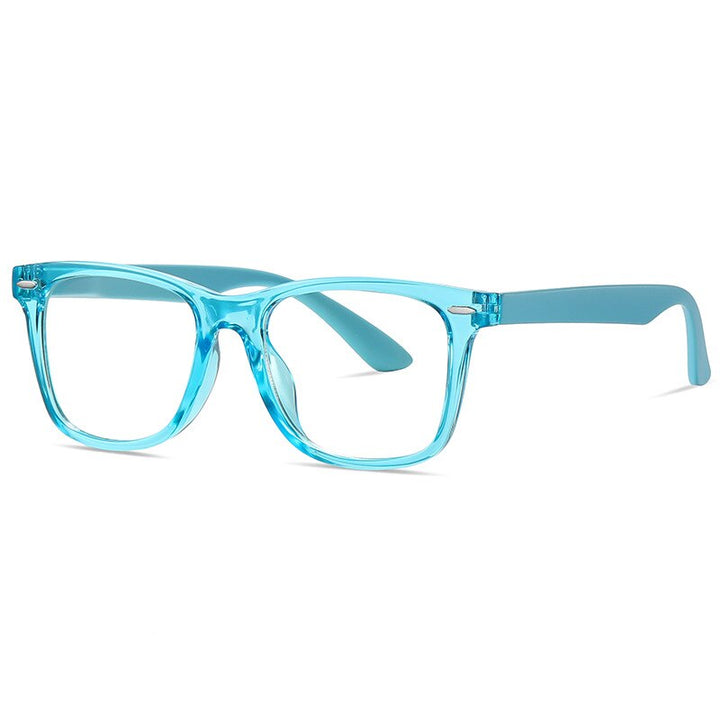 KatKani Unsiex Children's Full Rim TR 90 Resin Plated Titanium Eyeglasses Zc823 Full Rim KatKani Eyeglasses Transparent Blue  