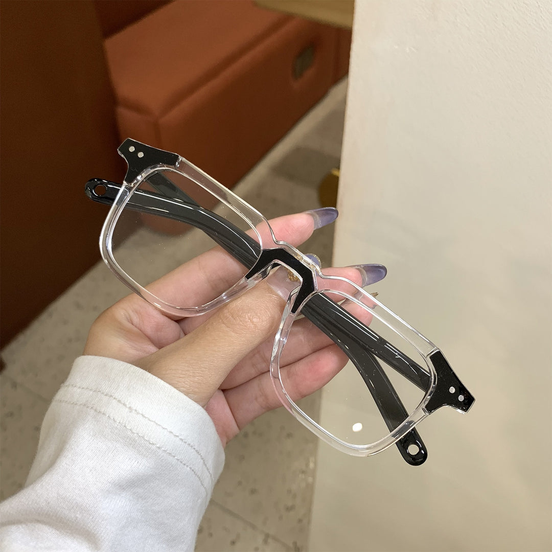Unisex Reading Glasses Square Plastic Frame From 0 To 6.00 Reading Glasses SunSliver 0 Half black 