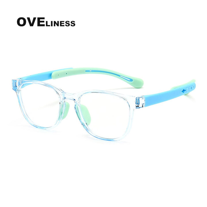 Oveliness Unisex Children's Full Rim Square Tr 90 Titanium Eyeglasses Oltrj06p Full Rim Oveliness clear blue  