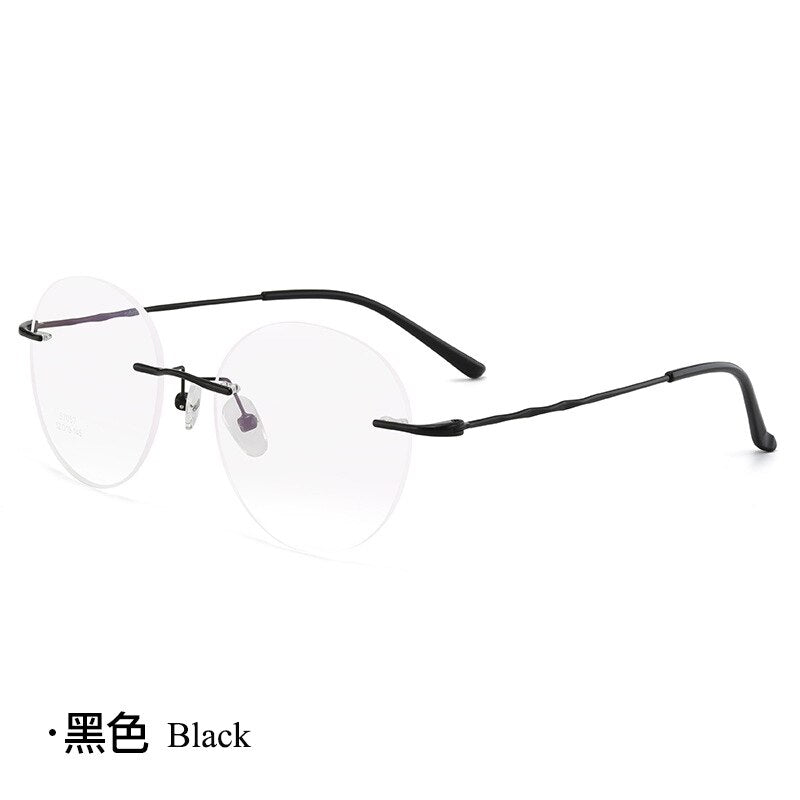 Unisex Round Rimless Titanium Alloy Frame Eyeglasses Customizable Lenses Zt7057 Rimless Bclear black  
