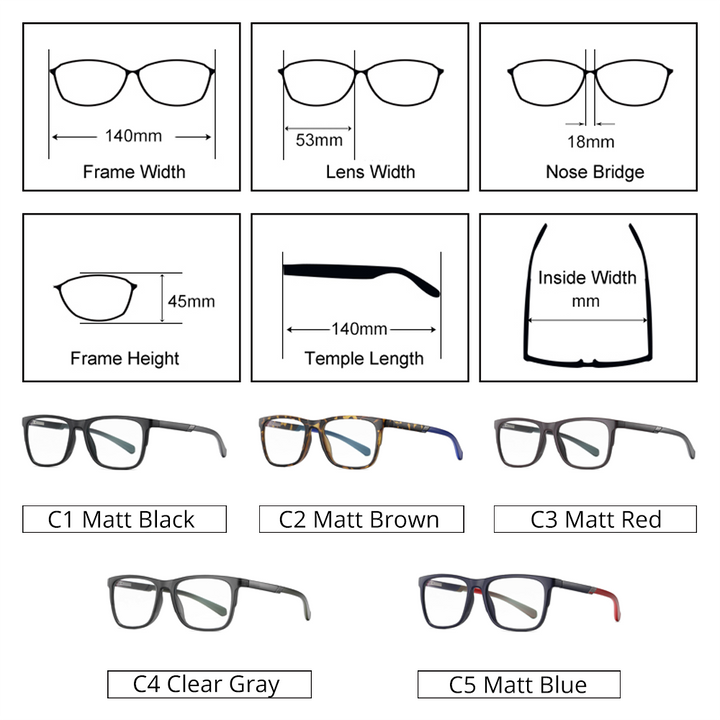 Ralferty Men's Eyeglasses Square Tr90 Anti-Glare D2309 Frame Ralferty   