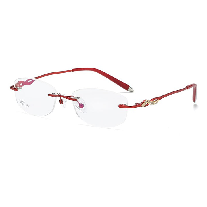 Zirosat 58068 Women's Eyeglasses Alloy Rimless Diamond Cutting Rimless Zirosat red  
